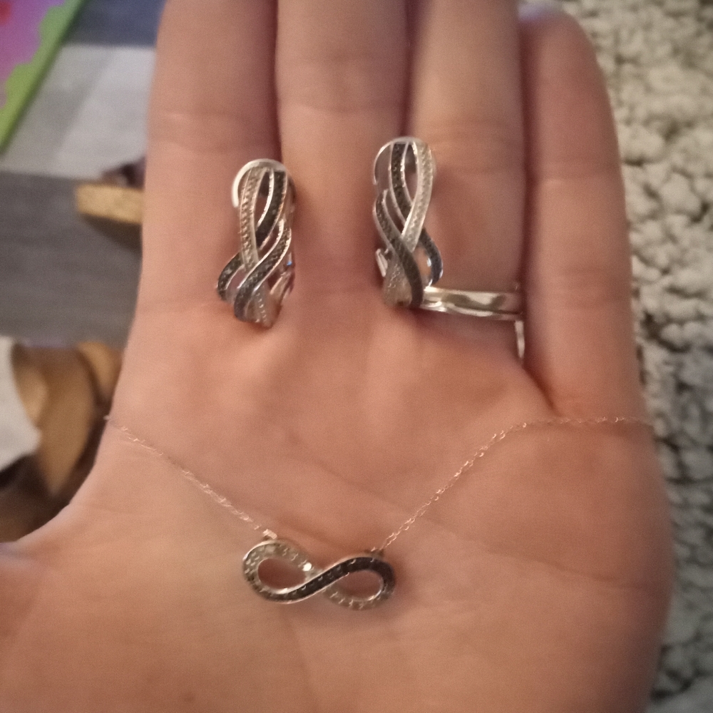 Beautiful matching diamond eternity necklace and earrings